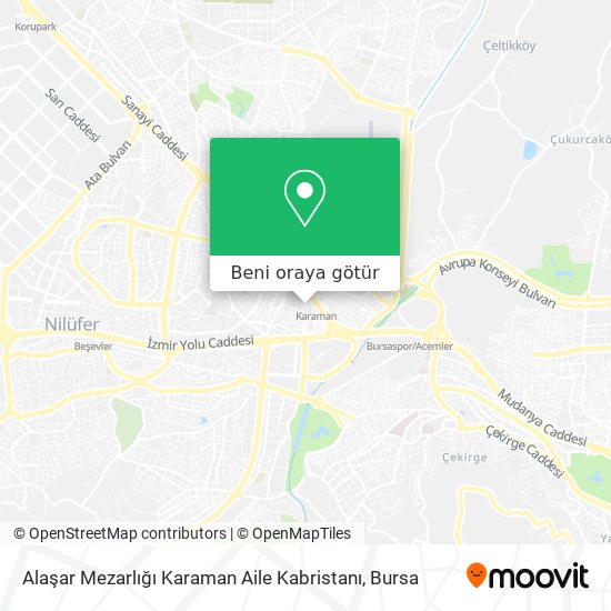 Alaşar Mezarlığı Karaman Aile Kabristanı harita