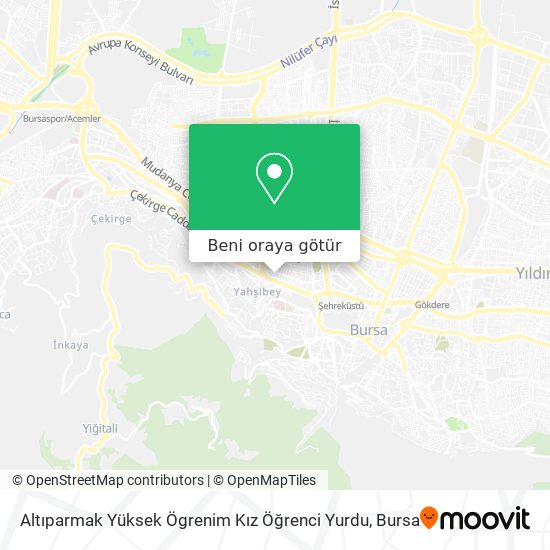 Altıparmak Yüksek Ögrenim Kız Öğrenci Yurdu harita