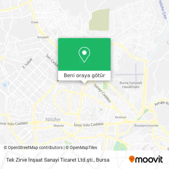 Tek Zirve İnşaat Sanayi Ticaret Ltd.şti. harita