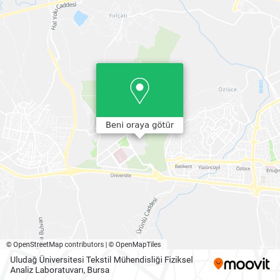 Uludağ Üniversitesi Tekstil Mühendisliği Fiziksel Analiz Laboratuvarı harita