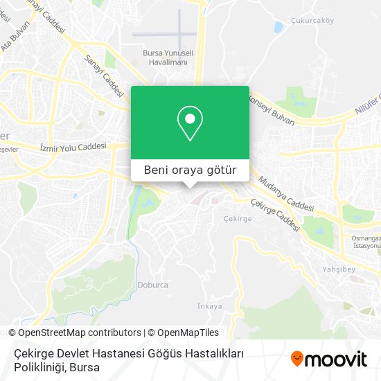 Çekirge Devlet Hastanesi Göğüs Hastalıkları Polikliniği harita