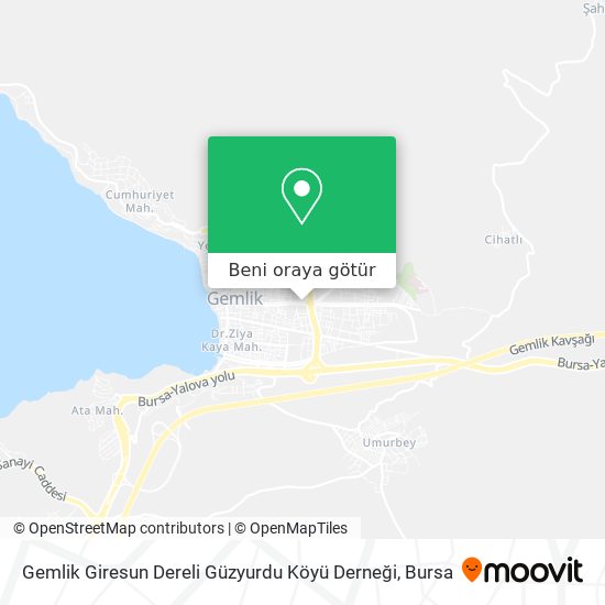 Gemlik Giresun Dereli Güzyurdu Köyü Derneği harita