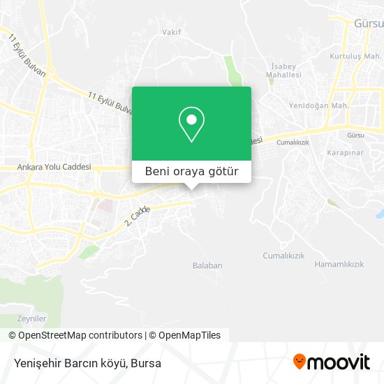 Yenişehir Barcın köyü harita