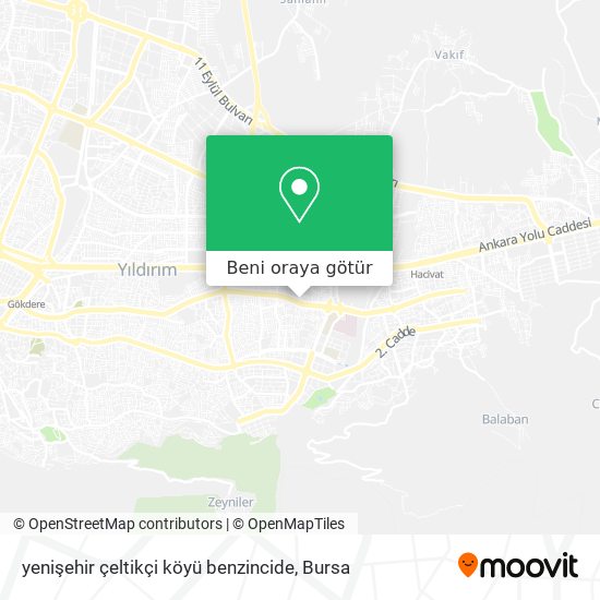 yenişehir çeltikçi köyü benzincide harita