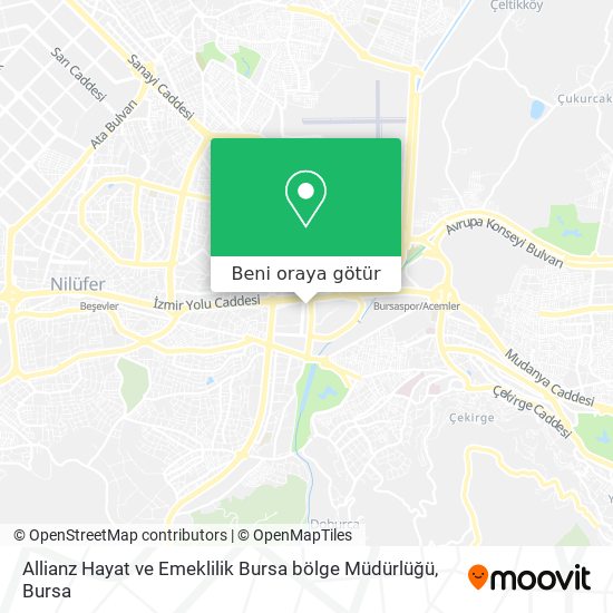 Allianz Hayat ve Emeklilik Bursa bölge Müdürlüğü harita