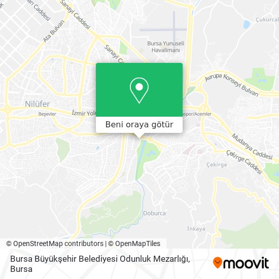 Bursa Büyükşehir Belediyesi Odunluk Mezarlığı harita