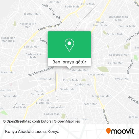 Konya Anadolu Lisesi harita