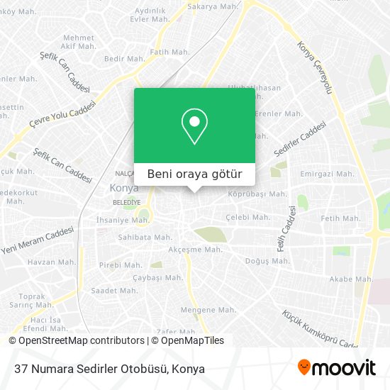 37 Numara Sedirler Otobüsü harita