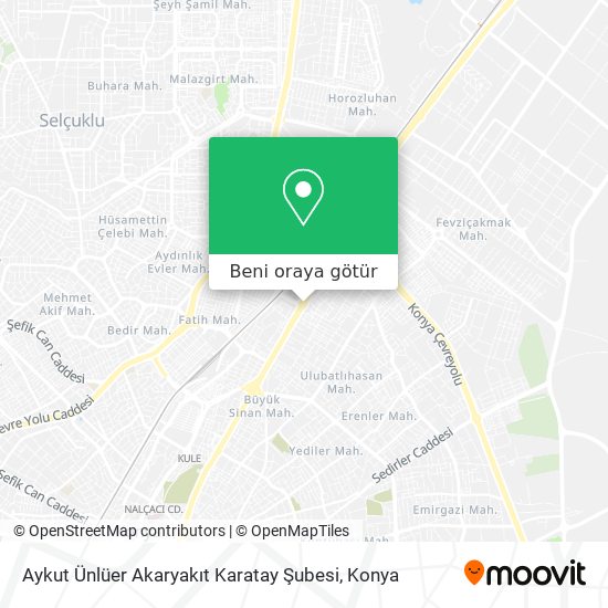 Aykut Ünlüer Akaryakıt Karatay Şubesi harita