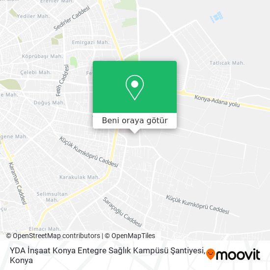 YDA İnşaat Konya Entegre Sağlık Kampüsü Şantiyesi harita
