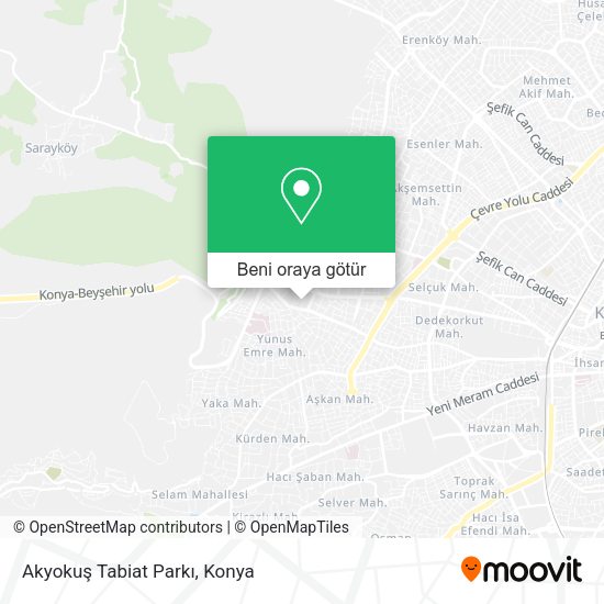 Akyokuş Tabiat Parkı harita