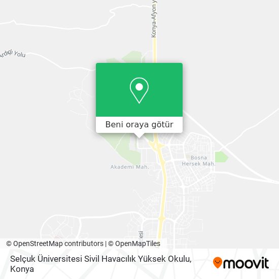 Selçuk Üniversitesi Sivil Havacılık Yüksek Okulu harita