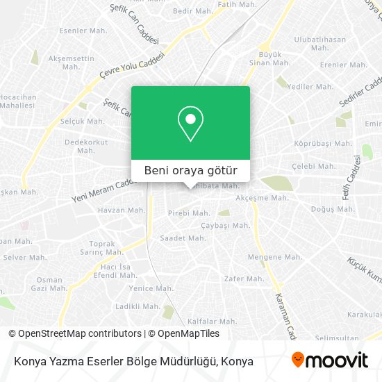 Konya Yazma Eserler Bölge Müdürlüğü harita