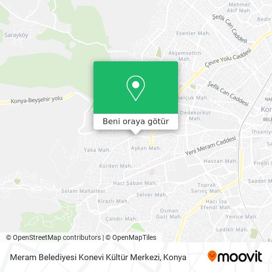 Meram Belediyesi Konevi Kültür Merkezi harita