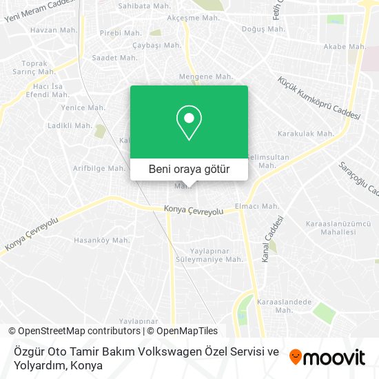 Özgür Oto Tamir Bakım Volkswagen Özel Servisi ve Yolyardım harita