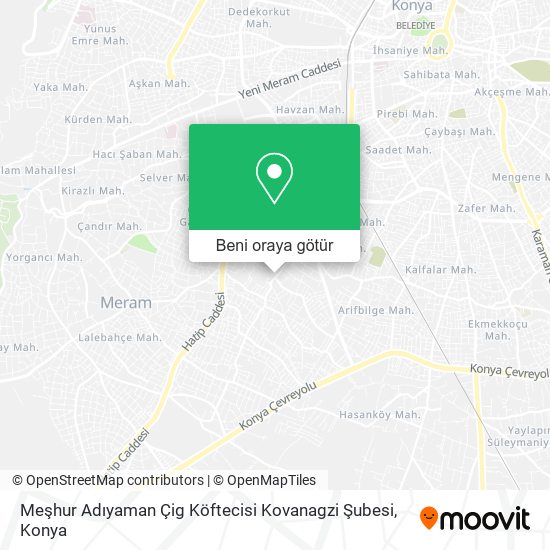 Meşhur Adıyaman Çig Köftecisi Kovanagzi Şubesi harita