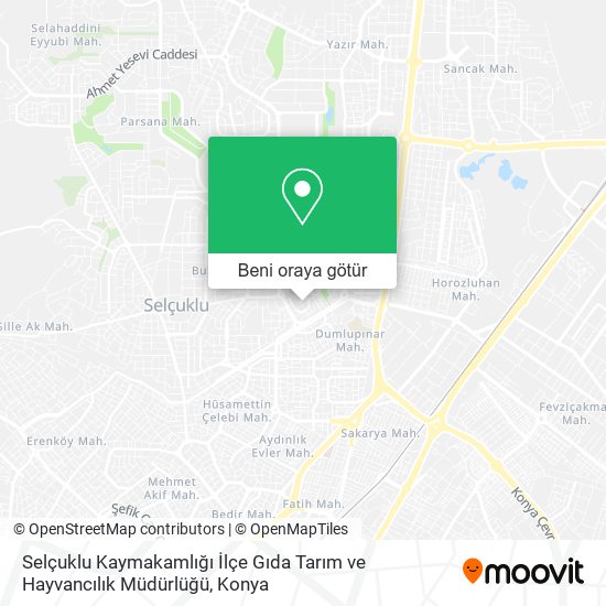 Selçuklu Kaymakamlığı İlçe Gıda Tarım ve Hayvancılık Müdürlüğü harita
