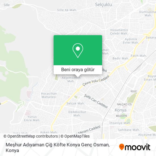 Meşhur Adıyaman Çiğ Köfte Konya Genç Osman harita