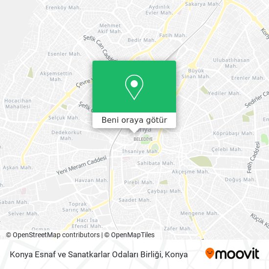 Konya Esnaf ve Sanatkarlar Odaları Birliği harita