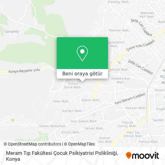 Meram Tıp Fakültesi Çocuk Psikiyatrisi Polikliniği harita