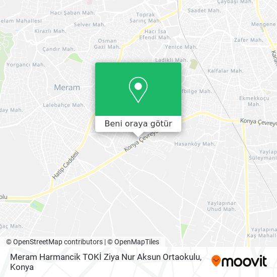Meram Harmancik TOKİ Ziya Nur Aksun Ortaokulu harita