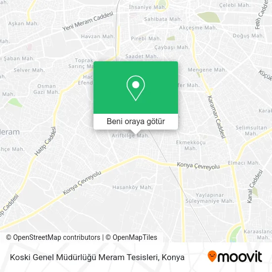 Koski Genel Müdürlüğü Meram Tesisleri harita