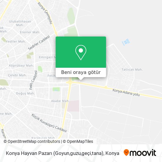 Konya Hayvan Pazarı (Goyun,guzu,geçi,tana) harita