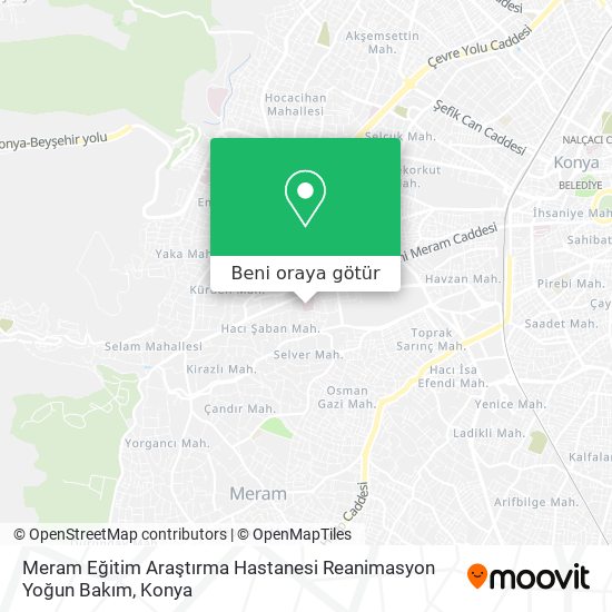 Meram Eğitim Araştırma Hastanesi Reanimasyon Yoğun Bakım harita