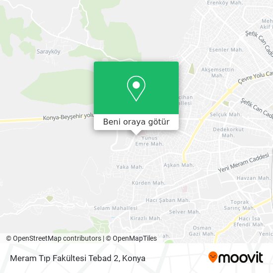 Meram Tıp Fakültesi Tebad 2 harita