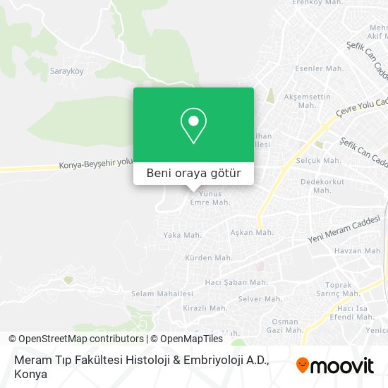 Meram Tıp Fakültesi Histoloji & Embriyoloji A.D. harita