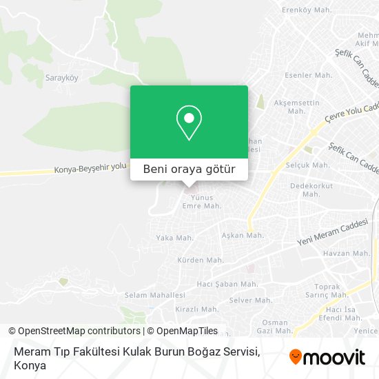 Meram Tıp Fakültesi Kulak Burun Boğaz Servisi harita