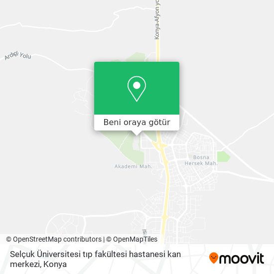 Selçuk Üniversitesi tıp fakültesi hastanesi kan merkezi harita