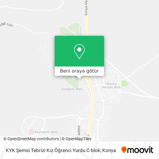 KYK Şemsi Tebrizi Kız Öğrenci Yurdu C blok harita