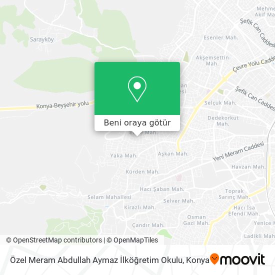 Özel Meram Abdullah Aymaz İlköğretim Okulu harita