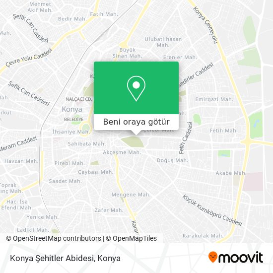 Konya Şehitler Abidesi harita