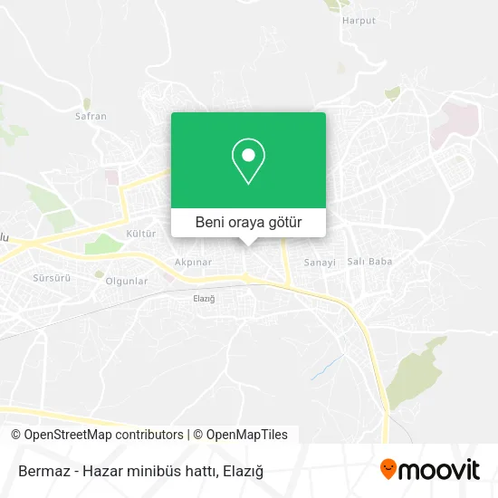 Bermaz - Hazar minibüs hattı harita