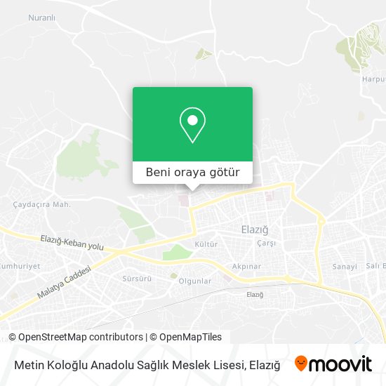 Metin Koloğlu Anadolu Sağlık Meslek Lisesi harita