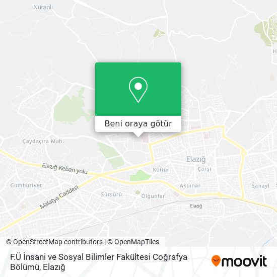 F.Ü İnsani ve Sosyal Bilimler Fakültesi Coğrafya Bölümü harita