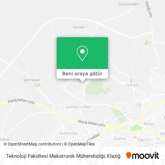 Teknoloji Fakültesi Mekatronik Mühendisliği harita