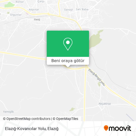 Elazığ-Kovancılar Yolu harita