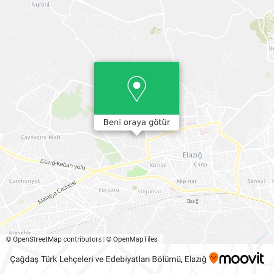 Çağdaş Türk Lehçeleri ve Edebiyatları Bölümü harita