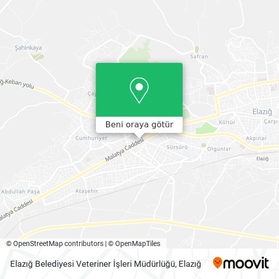 Elazığ Belediyesi Veteriner İşleri Müdürlüğü harita
