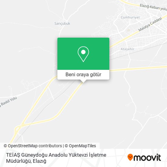 TEİAŞ Güneydoğu Anadolu Yüktevzi İşletme Müdürlüğü harita