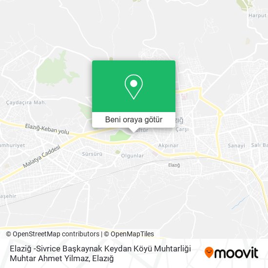Elaziğ -Sivrice Başkaynak Keydan Köyü Muhtarliği Muhtar Ahmet Yilmaz harita