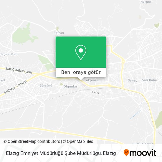 Elazığ Emniyet Müdürlüğü Şube Müdürlüğü harita