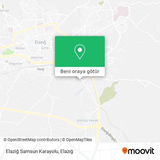 Elaziğ Samsun Karayolu harita