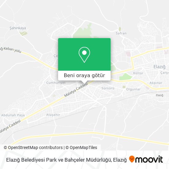 Elazığ Belediyesi Park ve Bahçeler Müdürlüğü harita