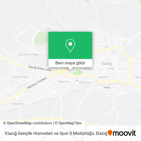 Elazığ Gençlik Hizmetleri ve Spor İl Müdürlüğü harita