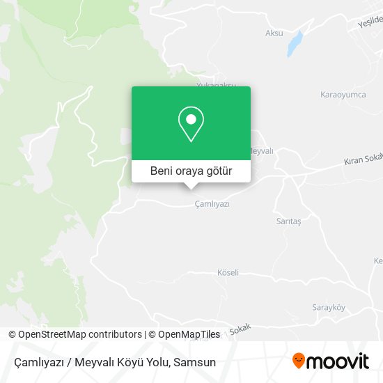 Çamlıyazı / Meyvalı Köyü Yolu harita