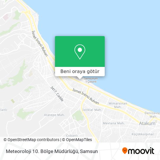 Meteoroloji 10. Bölge Müdürlüğü harita
